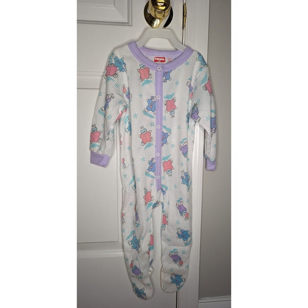 NWOT Vintage Baby Kids 80s-90s Playskool Footie Pajamas Layette Baby Bunnies 12M